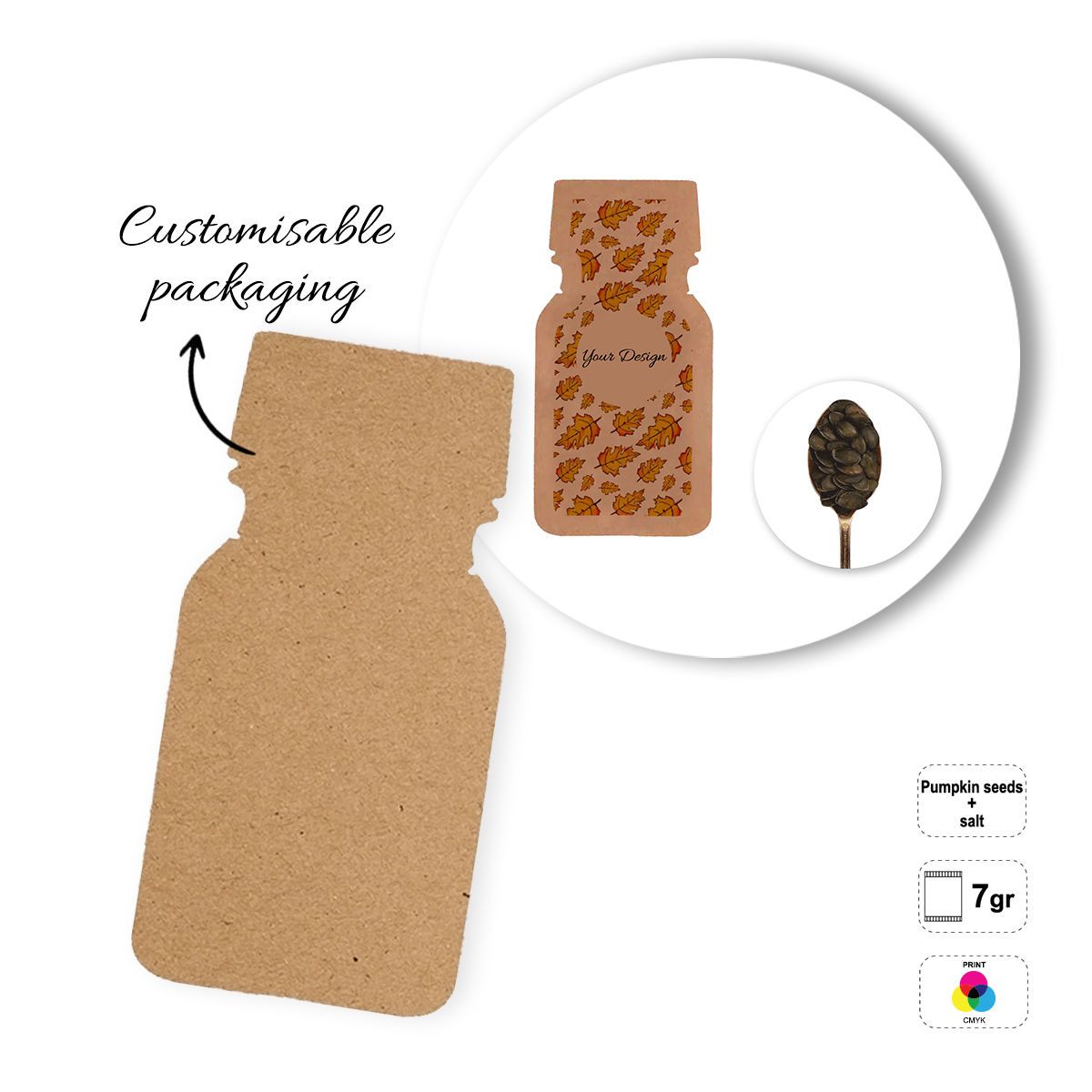 SEEDS&NUTS BOTTLE - Päckchen mit Trockenfrüchten, 65x130 mm | GL810836A