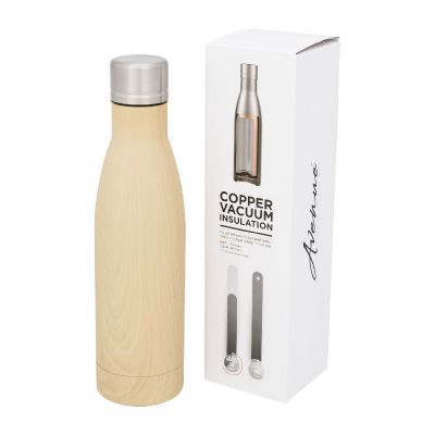 VASA - Kupfer-Vakuum Isolierflasche in Holzoptik, 500 ml