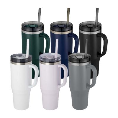 MELBOURNE - 1200 ml RCS-zertifizierter Isolierbecher mit Strohhalm