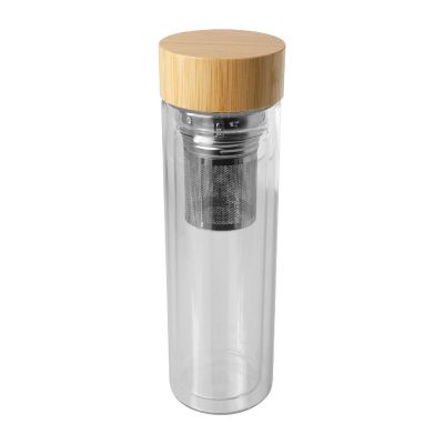 BAILEY - 400 ml Flasche aus Borosilikatglas mit Infuser und Bambusdeckel
