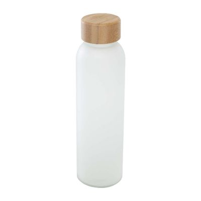 LUME - 500 ml Flasche aus mattiertem Kalknatronglas mit Bambusdeckel