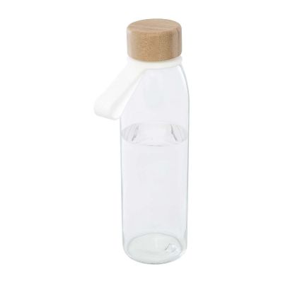 PORTO - 500 ml Glas-Flasche mit Silikongriff und Bambusdeckel