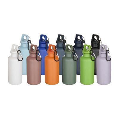 OREGON - 400 ml einfarbige RS-zertifizierte Trinkflasche aus recyceltem Kunststoff mit Karabinerhaken