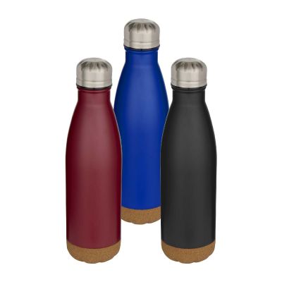 COVE - 500 ml doppelwandige, vakuumisolierte Trinkflasche aus Edelstahl mit Korkdetails