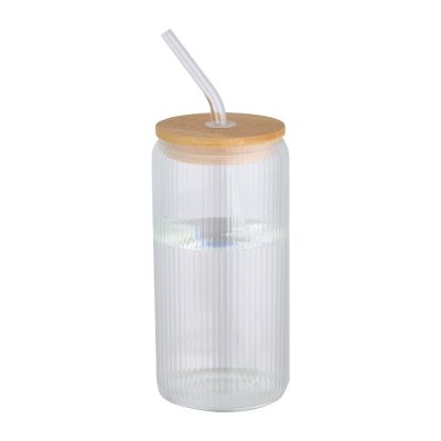 MIRAGE - 500 ml einwandiges Glas aus Borosilikatglas mit Bambusdeckel