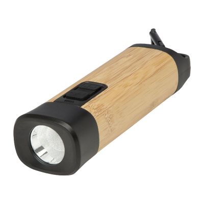 KUMA - Taschenlampe aus Bambus und recyceltem RCS Kunststoff mit Karabinerhaken