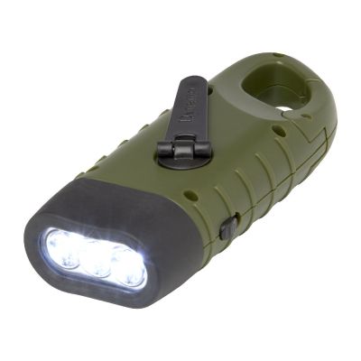 HELIOS - Solar-Dynamo-Taschenlampe aus recyceltem Kunststoff mit Karabinerhaken