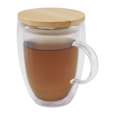 LEONA - 350 ml Glasbecher mit Bambusdeckel