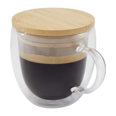 LENORA - 250 ml Glasbecher mit Bambusdeckel
