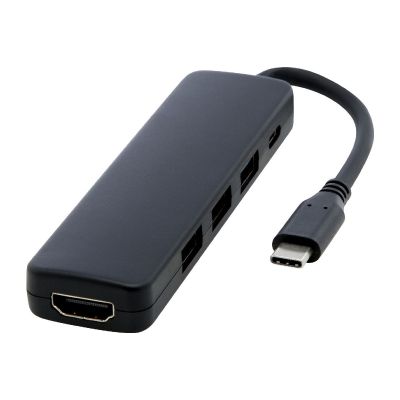 LOOP MEDIA ADAPTER -Loop Multimedia-Adapter aus recyceltem RCS Kunststoff USB 2.0-3.0 mit HDMI-Anschluss