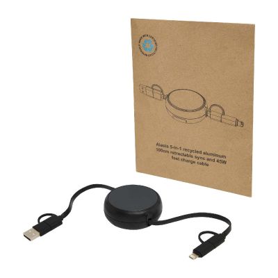 RECHARGE SYNC 5IN1 -Alasia 100 cm 5-in-1 Kabel aus recyceltem Kunststoff und Aluminium, einziehbar, für Datenübertragung und mit 45W Schnellladun