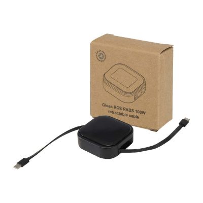 RESYNC CABLE 5IN1 -Gloas Aufrollbares 5 in 1 Kabel aus Recyclingmaterial mit Datensynchronisierung und 100 W Schnellladefunktion sowie Smartphon
