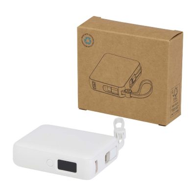 ACRUX - 35 W 10.000 mAh Tablet Powerbank mit integriertem Typ-C-Kabel aus recyceltem Kunststoff