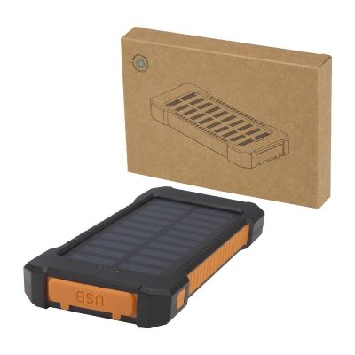 ALTAIR - 10 W 5000 mAh robuste Solar Powerbank aus recyceltem Kunststoff mit integrierter Taschenlampe
