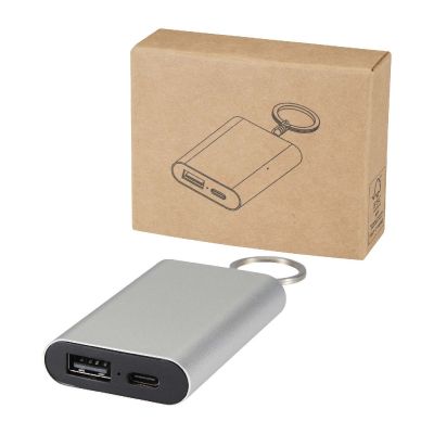 ARCTURUS - 2000 mAh Powerbank aus recyceltem Aluminium mit Schlüsselanhänger