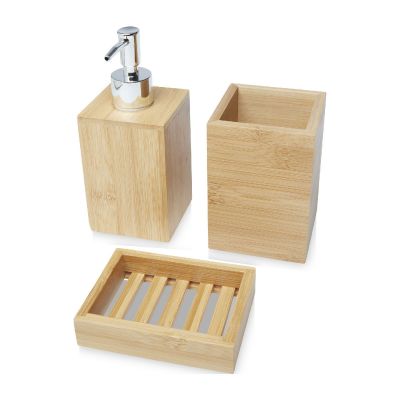 HEDON - 3-teiliges Bambus Badezimmer-Set