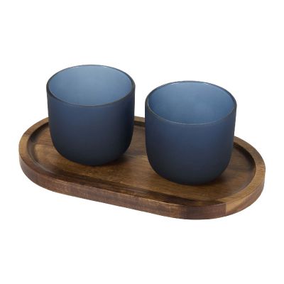 MALE - Set aus Holztablett und Glastassen, matt