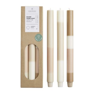 ORIGINALHOME - Kerzen im Streifendesign – 3er-Set