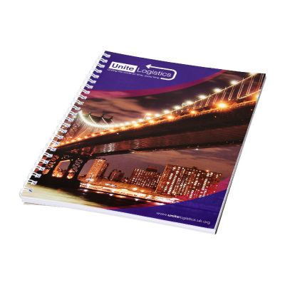 SPIRALBACK A4 -Desk-Mate® A4 Spiralnotizbuch mit bedruckter Rückseite