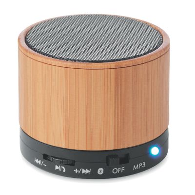 ROUND BAMBOO - Runder wireless lautsprecher