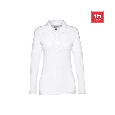 THC BERN WOMEN WH - Langärmeliges Poloshirt für Damen aus kardierter Baumwolle