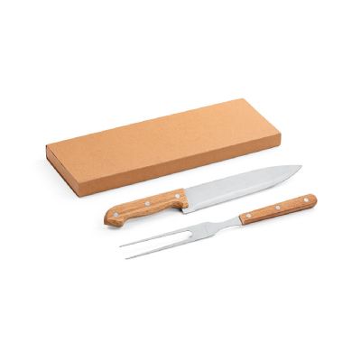 SALSA - Grill-Set aus Bambus und Edelstahl 2-teilig bestehend aus einer Grillgabel und einem Messer