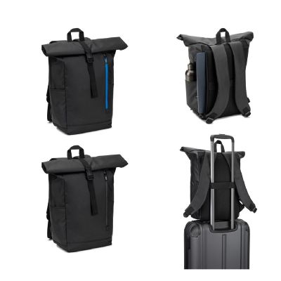 OSASCO BPACK - Rolltop-Rucksack mit Reissverschlusssystem, bei dem das Oberteil aufgerollt werden kann, um es an das Volumen des Rucksacks anzupassen. Hergestellt aus recyceltem 600D-Polyester