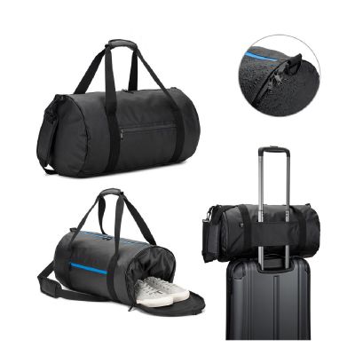 OSASCO SPORT - Sporttasche im Zylinder-Format aus hochdichtem, recyceltem 600D-Polyester mit Seitenfach für Schuhe