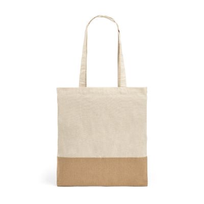 MERCAT - Tasche aus 100% Baumwolle (160 g/m²) mit Details aus Jute-Imitat