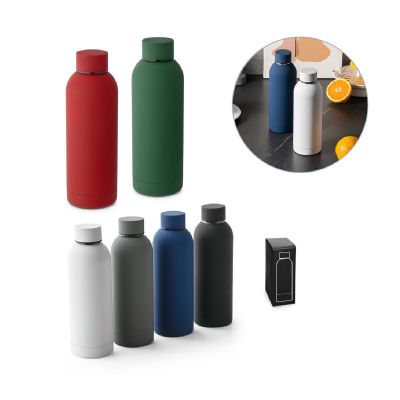 ODIN - Trinkflasche aus Edelstahl (36% recycelt) (550 mL) mit gummierter Oberfläche