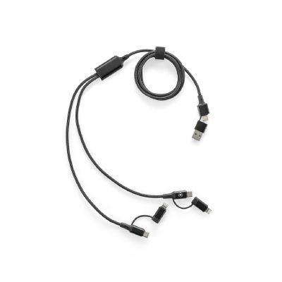 BERTOZZI - Superschnelles 6-in-1-USB-Kabel aus recyceltem Aluminium (20 %) und recyceltem PET (4 %)