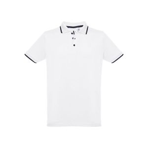 THC ROME WH - Zweifarbiges Baumwoll-Poloshirt für Männer. Weiße Farbe