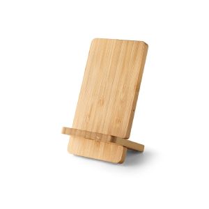 LANGE - Smartphone-Halter mit schnellem 15W wireless Ladegerät aus Bambus
