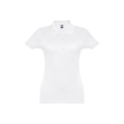 THC EVE WH - Kurzarm-Poloshirt mit Gürtel für Damen aus kardierter Baumwolle