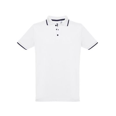 THC ROME WH - Zweifarbiges Baumwoll-Poloshirt für Männer. Weiße Farbe