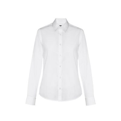 THC PARIS WOMEN WH - Langärmeliges Popeline-Hemd für Frauen. Weiße Farbe