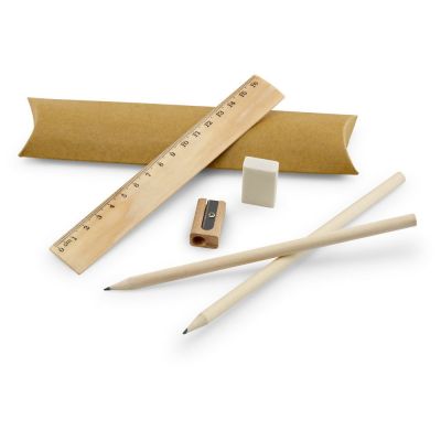 RHOMBUS - Schulschreibset: Lineal, Bleistift, Radiergummi und Anspitzer
