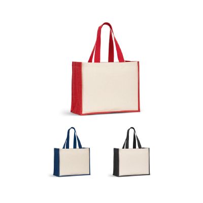 HELSINQUE COLOUR - Tasche aus Canvas (320 g/m²), mit Boden und Seiten aus farbig laminierter Jute (350 g/m²)