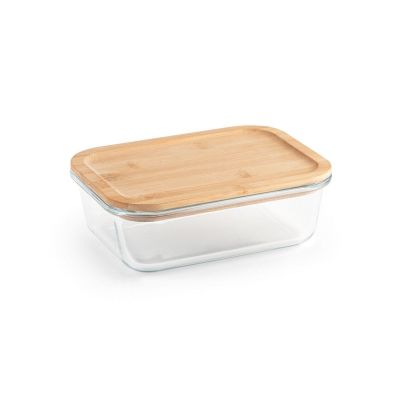 PORTOBELLO - Lunchbox. Hermetische Dose aus Borosilikatglas und Bambusdeckel 1000 mL