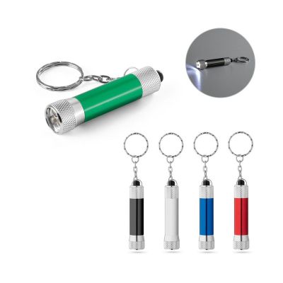 RE-LERGAN - Schlüsselanhänger aus Aluminium (92% recycelt) mit 3-Licht-LED-Taschenlampe