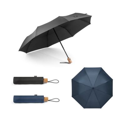 RIVER - Faltbarer Regenschirm aus rPET mit Holzgriff