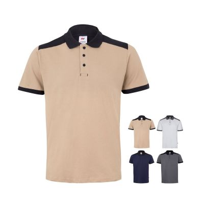 VL VELES - Zweifarbiges Stretch-Piqué-Poloshirt (200 g/m²) mit kurzen Ärmeln, aus Polyester (96 %) und Elastan (4 %)