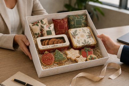 Weihnachtsgeschenkbox für Firmen mit personalisierten Keksen