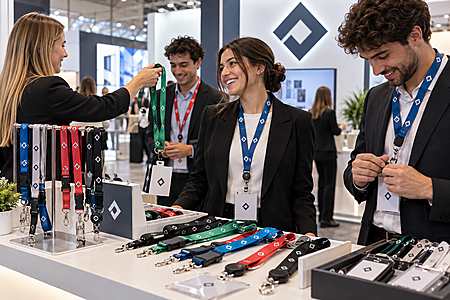 Personalisierte Lanyards für ein Messeteam