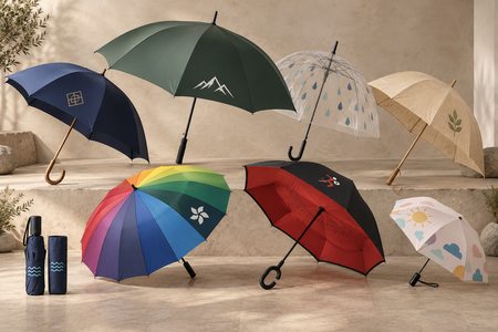 Personalisierte Regenschirme in verschiedenen Modellen, Farben und Größen