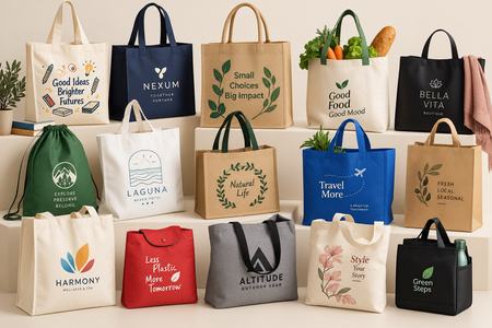 Personalisierte Shopper-Taschen in verschiedenen Modellen, Farben und Stilen