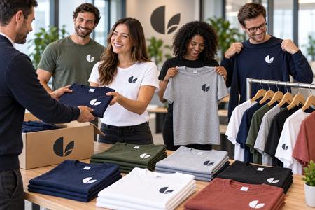 Personalisierte T-Shirts mit Firmenlogo als Geschenk für Mitarbeitende
