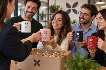 Personalisierte Tassen als Geschenk für Mitarbeiter im Büro