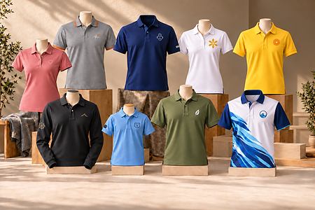 Bedruckte Poloshirts in verschiedenen Modellen, Farben und Ausführungen